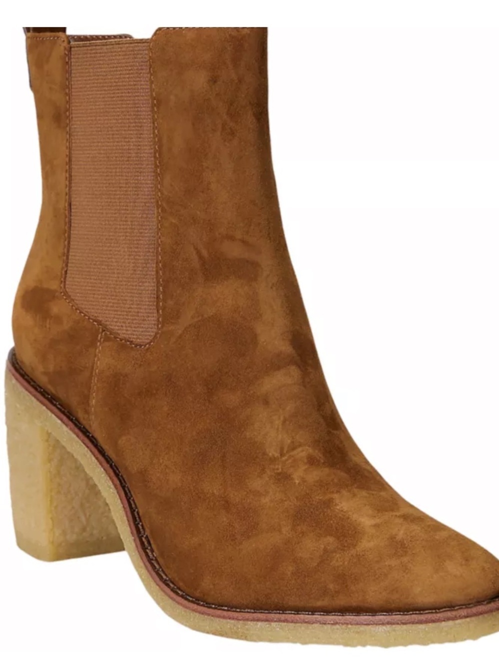 Ralph Lauren‎ Marianna Suede Chelsea Block Heel Ankle Boot - Brown